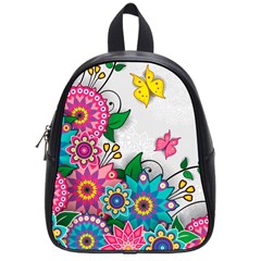 Flowers Pattern Vector Art School Bags (small)  by BangZart