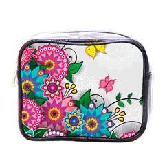 Flowers Pattern Vector Art Mini Toiletries Bags by BangZart