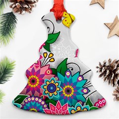 Flowers Pattern Vector Art Christmas Tree Ornament (two Sides) by BangZart