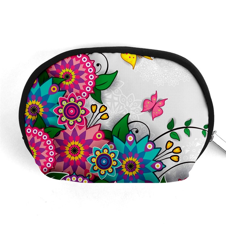 Flowers Pattern Vector Art Accessory Pouches (Medium) 