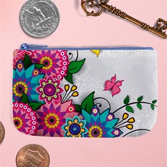 Flowers Pattern Vector Art Large Coin Purse by BangZart