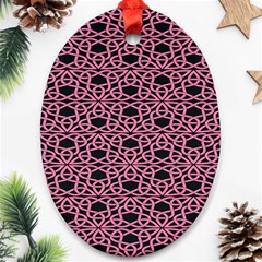 Triangle Knot Pink And Black Fabric Ornament (oval) by BangZart