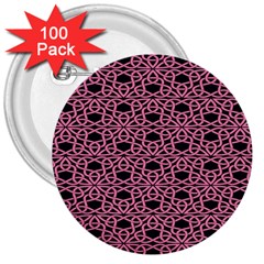 Triangle Knot Pink And Black Fabric 3  Buttons (100 Pack)  by BangZart