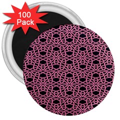 Triangle Knot Pink And Black Fabric 3  Magnets (100 Pack) by BangZart