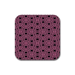 Triangle Knot Pink And Black Fabric Rubber Coaster (square)  by BangZart