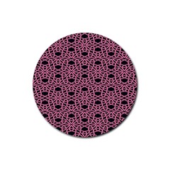 Triangle Knot Pink And Black Fabric Rubber Coaster (round)  by BangZart