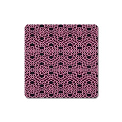 Triangle Knot Pink And Black Fabric Square Magnet by BangZart