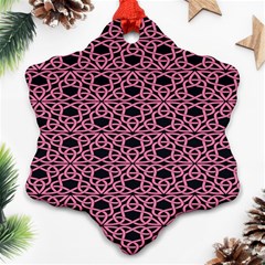 Triangle Knot Pink And Black Fabric Snowflake Ornament (two Sides) by BangZart