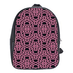 Triangle Knot Pink And Black Fabric School Bags (xl)  by BangZart