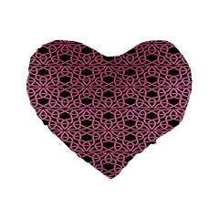 Triangle Knot Pink And Black Fabric Standard 16  Premium Heart Shape Cushions by BangZart