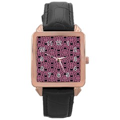 Triangle Knot Pink And Black Fabric Rose Gold Leather Watch  by BangZart