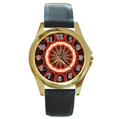 Circle Pattern Round Gold Metal Watch by BangZart