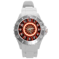 Circle Pattern Round Plastic Sport Watch (l)