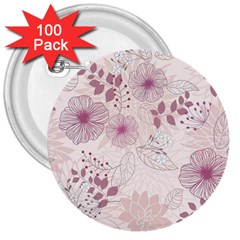 Leaves Pattern 3  Buttons (100 Pack) 