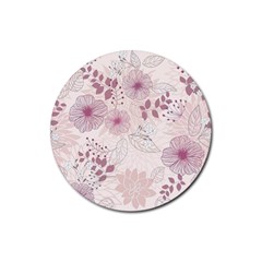 Leaves Pattern Rubber Round Coaster (4 Pack) 