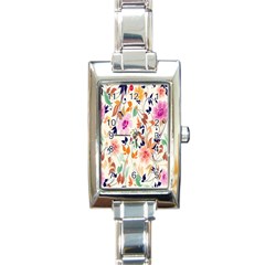 Vector Floral Art Rectangle Italian Charm Watch by BangZart