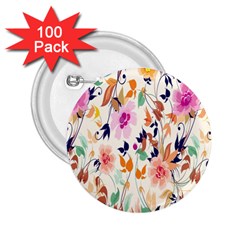 Vector Floral Art 2 25  Buttons (100 Pack)  by BangZart