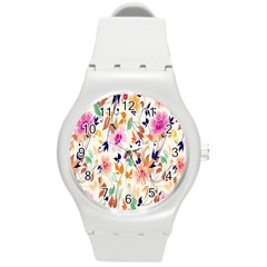 Vector Floral Art Round Plastic Sport Watch (m) by BangZart