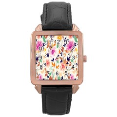 Vector Floral Art Rose Gold Leather Watch  by BangZart