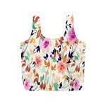 Vector Floral Art Full Print Recycle Bags (S)  Back