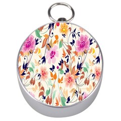 Vector Floral Art Silver Compasses