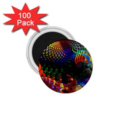 Colored Fractal 1 75  Magnets (100 Pack) 