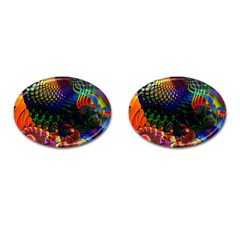 Colored Fractal Cufflinks (oval)