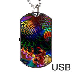 Colored Fractal Dog Tag Usb Flash (two Sides)