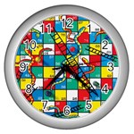 Snakes And Ladders Wall Clocks (Silver)  Front