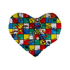 Snakes And Ladders Standard 16  Premium Flano Heart Shape Cushions by BangZart