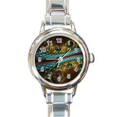 Fractal Snake Skin Round Italian Charm Watch by BangZart