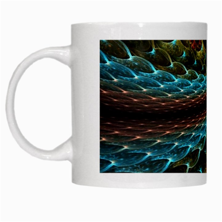 Fractal Snake Skin White Mugs