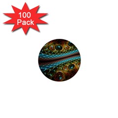 Fractal Snake Skin 1  Mini Buttons (100 Pack)  by BangZart