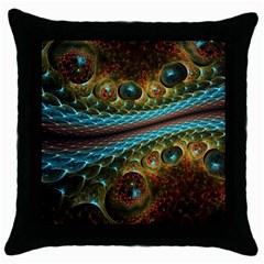 Fractal Snake Skin Throw Pillow Case (black)