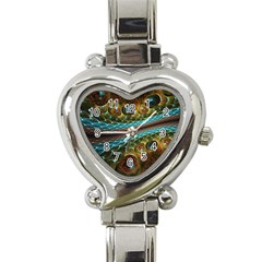 Fractal Snake Skin Heart Italian Charm Watch by BangZart