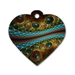 Fractal Snake Skin Dog Tag Heart (one Side) by BangZart