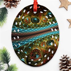 Fractal Snake Skin Oval Filigree Ornament (two Sides) by BangZart