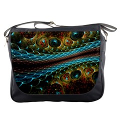 Fractal Snake Skin Messenger Bags by BangZart