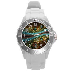 Fractal Snake Skin Round Plastic Sport Watch (l) by BangZart