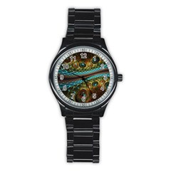 Fractal Snake Skin Stainless Steel Round Watch by BangZart