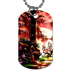 Fantasy Art Story Lodge Girl Rabbits Flowers Dog Tag (two Sides) by BangZart