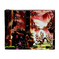 Fantasy Art Story Lodge Girl Rabbits Flowers Cosmetic Bag (xl) by BangZart