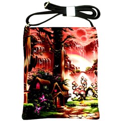 Fantasy Art Story Lodge Girl Rabbits Flowers Shoulder Sling Bags by BangZart