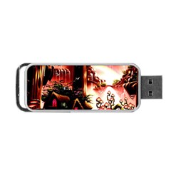 Fantasy Art Story Lodge Girl Rabbits Flowers Portable Usb Flash (one Side) by BangZart