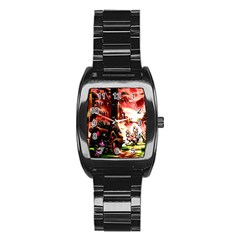 Fantasy Art Story Lodge Girl Rabbits Flowers Stainless Steel Barrel Watch by BangZart