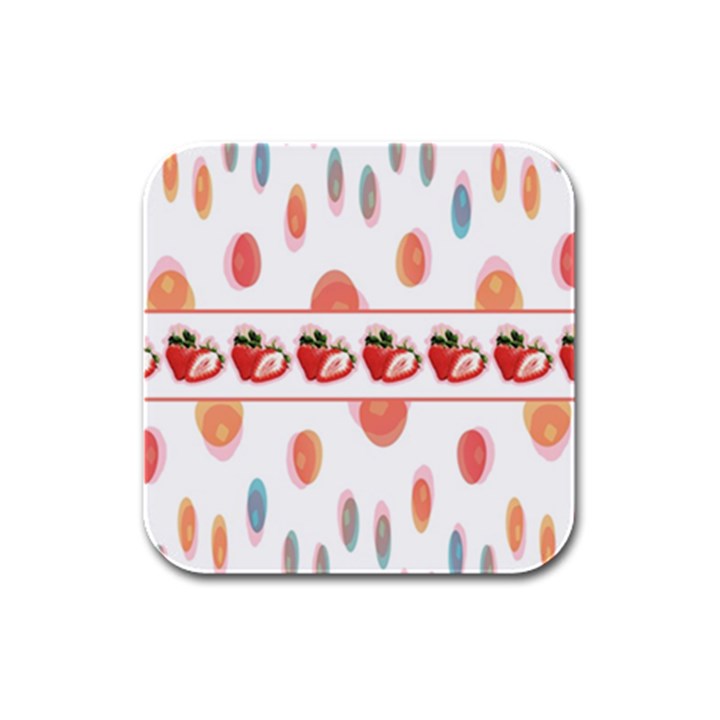 Strawberries Rubber Square Coaster (4 pack) 