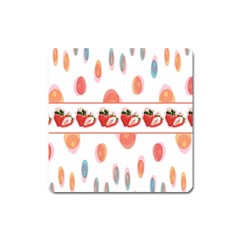 Strawberries Square Magnet by SuperPatterns