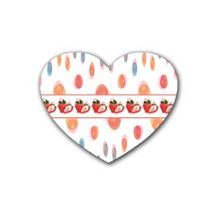 Strawberries Rubber Coaster (heart)  by SuperPatterns