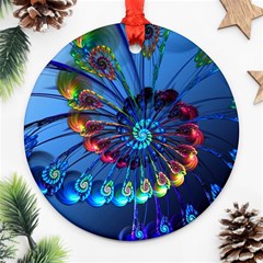 Top Peacock Feathers Ornament (round) by BangZart