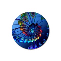 Top Peacock Feathers Rubber Coaster (round) 